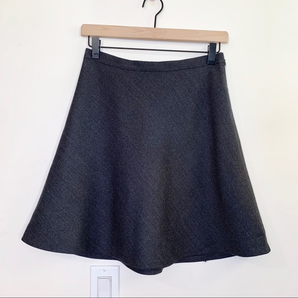 THEORY Zulle Wool A-Line Suiting Skirt Charcoal - Picture 2 of 11